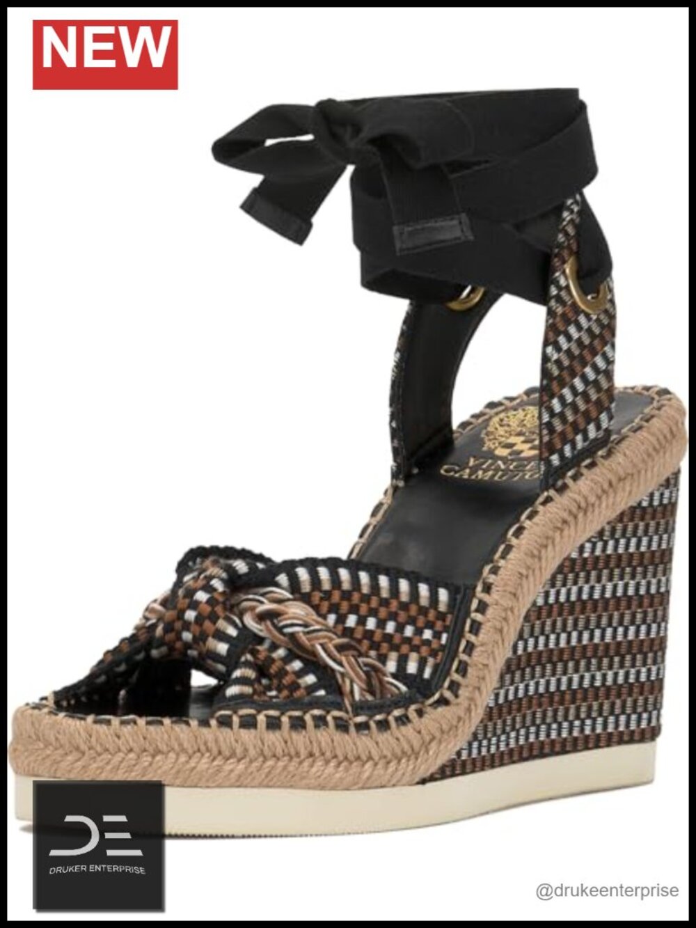 Vince Camuto Bealie Woven Lace Up Wedge Sandals, Women's